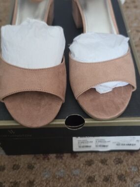 Women’s Open-Toe Block Heel Sandals in Nude
